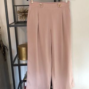 Zara Midi Trousers light pink with gold faux belt